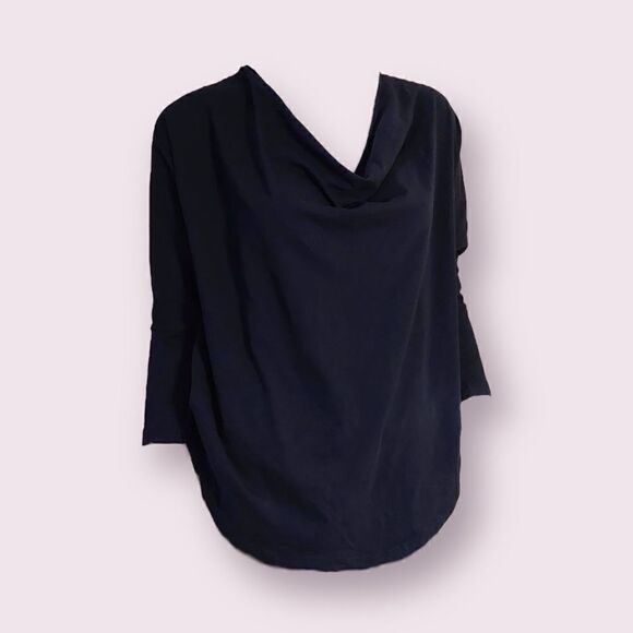 *nwt* BOBI Cowl Neck Longsleeve Navy Blue Shirt - Picture 2 of 5